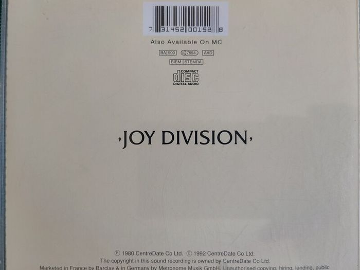 Joy Division - Closer CD (1980) 1996 Reissue Post-Punk New Wave VG+