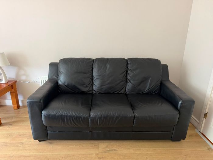 Leather Sofa Armchair & Pouffe