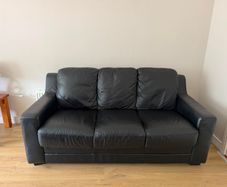 Leather Sofa Armchair & Pouffe