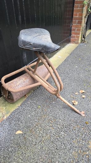 Vintage Garden Roller with Seat  Rustic  Decorative Piece