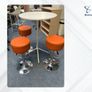 3 x Orange Leather Canteen Stools - Grade A Image 2