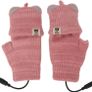 Mitten USB Heated Gloves, Men Women Winter Knitted Hand Warmer Fingerless Heated Gloves for Office Work (Pink) Image 5