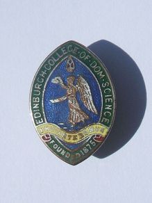 EDINBURGH COLLEGE OF DOMESTIC SCIENCE (graduate's badge) - a vintage enamel badge awarded with certificate (1930's to 1950's)