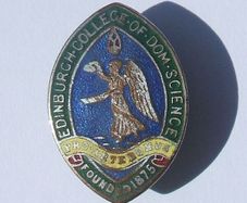 EDINBURGH COLLEGE OF DOMESTIC SCIENCE (graduate's badge) - a vintage enamel badge awarded with certificate (1930's to 1950's)