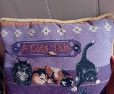 vintage Embroidered cat cushion