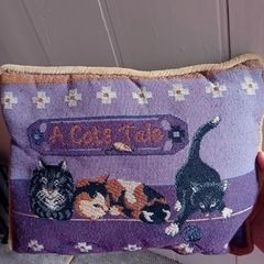 vintage Embroidered cat cushion