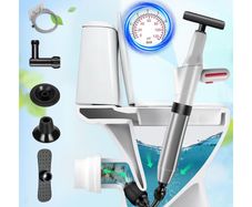 Brand New High Pressure Drain Cleaner Pump Toilet Plunger with Air Pressure Gauge