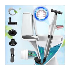 Brand New High Pressure Drain Cleaner Pump Toilet Plunger with Air Pressure Gauge