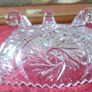 Triangular Cut Crystal Glass Footed Jewelry Dish Image 6