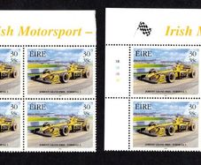 2001 Ireland Centenary of the Royal Irish Automobile Club (RAC) 30p/38c Jordon Grand Prix Commemorative Stamps plate 1A1A1A1A & 1B1B1B1B Mint Never Hinged (MNH)