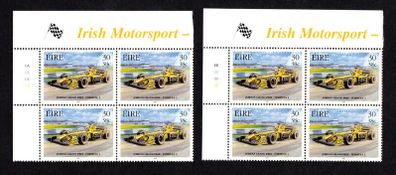 2001 Ireland Centenary of the Royal Irish Automobile Club (RAC) 30p/38c Jordon Grand Prix Commemorative Stamps plate 1A1A1A1A & 1B1B1B1B Mint Never Hinged (MNH)