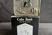 Vintage Silver Plated Cube Bank/ Money Box