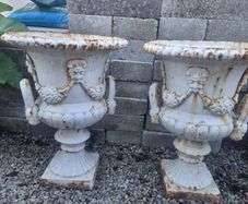 Antique Urn Cast Iron Pair