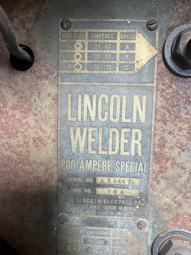 Lincoln welder 200 ampere special