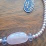 Noriko cultured pearl rose quartz silver clasp necklace Image 8