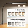 SKYLEO LED Desk Lamp - 85cm Desk Light - Touch Control - 5 Color Modes X 11 Brightness Levels - 1300LM(112 Pcs Lamp Beads) - Timmer & Memory Function - 12W Clip on Light - Black Image 2