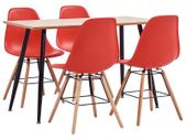 5 Piece Dining Set Plastic Red