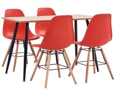 5 Piece Dining Set Plastic Red