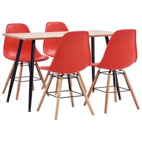 5 Piece Dining Set Plastic Red