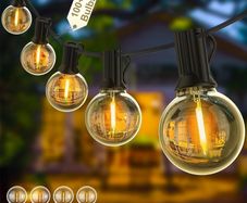 Lights Outdoor 200FT, Outdoor Lights Mains Powered Waterproof with 100+4 Shatterproof Plastic LED G40 Bulbs for Outside Garden, Party, Patio, Wedding, Party, Terrace
