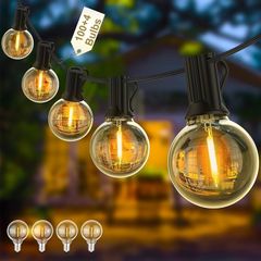 Lights Outdoor 200FT, Outdoor Lights Mains Powered Waterproof with 100+4 Shatterproof Plastic LED G40 Bulbs for Outside Garden, Party, Patio, Wedding, Party, Terrace