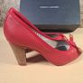 Womens Tommy Hilfiger Caitlyn Red Leather Shoes Open Peep Toe Heels Slip On Boxed Spring 2012 Size Uk 5 Eu 38 Image 3