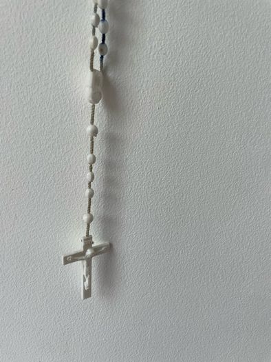 Vintage Italian white rosary beads