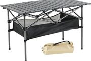 Camping Table, Alloy Steel Roll-up Picnic Table with Large Storage and Carrying Bag for Outdoor Picnic, Camping, BBQ, Party, Backyard, Beach (table/95x55x60cm)