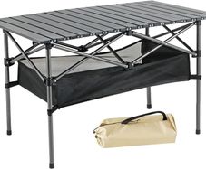 Camping Table, Alloy Steel Roll-up Picnic Table with Large Storage and Carrying Bag for Outdoor Picnic, Camping, BBQ, Party, Backyard, Beach (table/95x55x60cm)