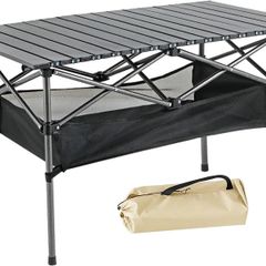 Camping Table, Alloy Steel Roll-up Picnic Table with Large Storage and Carrying Bag for Outdoor Picnic, Camping, BBQ, Party, Backyard, Beach (table/95x55x60cm)