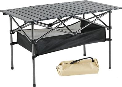 Camping Table, Alloy Steel Roll-up Picnic Table with Large Storage and Carrying Bag for Outdoor Picnic, Camping, BBQ, Party, Backyard, Beach (table/95x55x60cm)