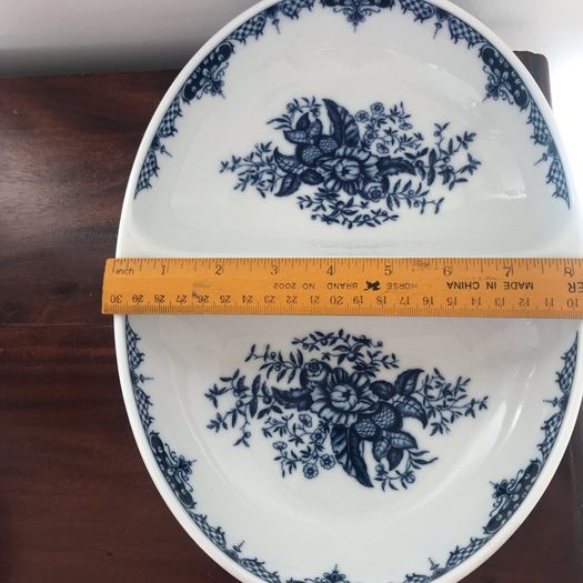 Royal Worcester Hanbury Blue & White Divided Serving Dish x 2