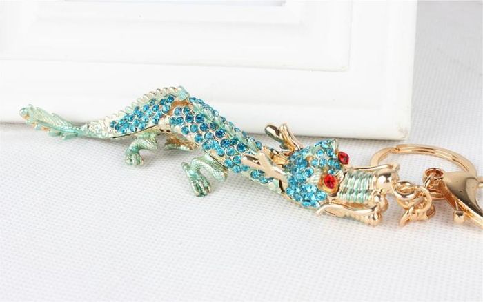 Keychain. Chinese Dragon. Blue