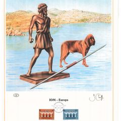 1984 Isle of Man Limited Edition Lithographed Print measuring 333mm X 257mm showing Europa 25th Anniversary Logo Commemorative Stamps with First Day of Issue Cancel