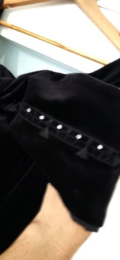 VINTAGE Official black velvet bow bardot Sz 12UK ( Fit 8-10UK)