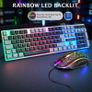 USB Wired Keyboard and Mouse Set, Luminous LED Lights, Full Size Slim Keyboard, LED Gaming Mouse, Game or Business, UK Layout, For PC, Laptop, Windows And Mac, PS4, PS5, Xbox One, etc (Retro) Image 2