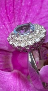 Vintage Aquamarine and Diamond 18ct Gold Cluster Ring