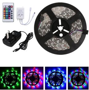 Flexible Light Strip 5M 3528 RGB 300 Led SMD Lamp+24 key IR+12V 2A Power RGB