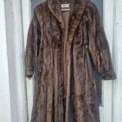 Real mink ladies fur long brown coat (post included)