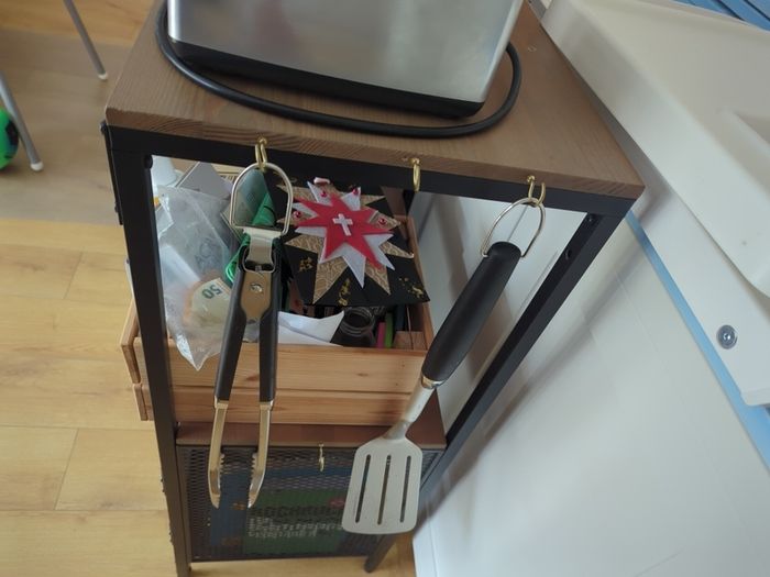 IKEA FJALLBO shelving unit with additional hooks