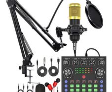 podcast V8S Podcast Studio Kit Microphone Sound Card Streaming Recording Bundle