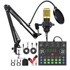 podcast V8S Podcast Studio Kit Microphone Sound Card Streaming Recording Bundle