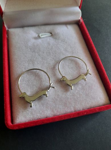 Dachshund sausage dog Charm Earrings Puppy Dog Hoop Earrings Dachshund Lover Jewelry