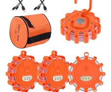 USB Rechargeable Emergency Disc Beacon with 9 Flash Modes,2 in 1 Charging Cable & Car Charger Roadside Flashing Warning Lights for Car Truck Boats Batteries Included 6