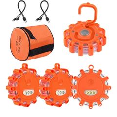 USB Rechargeable Emergency Disc Beacon with 9 Flash Modes,2 in 1 Charging Cable & Car Charger Roadside Flashing Warning Lights for Car Truck Boats Batteries Included 6