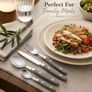 EXZACT 24 Piece Cutlery Set Stainless Steel Grey Rivet Handles - Brand New Image 4