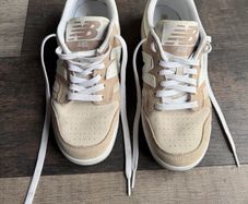 New Balance Trainers 480 UK 8 Beige Cream Suede Leather Retro Casual Sneakers