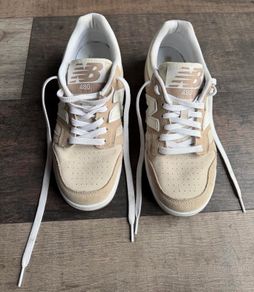 New Balance Trainers 480 UK 8 Beige Cream Suede Leather Retro Casual Sneakers