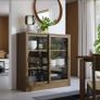 Ikea Cabinet with sliding glass doors, oak veneer 121x37x120 cm Image 8