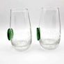 Clear Crackle Shot Glass with Applied Green Glass Medallion Image 3